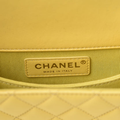 Chanel Lambskin Quilted North South Boy Flap Yellow 6 of 9