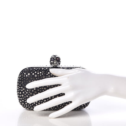 Alexander McQueen Silk Crystal Skull Box Clutch Black 3 of 8