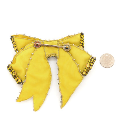 Gucci Crystal Fabric Bow Brooch Yellow 2 of 6