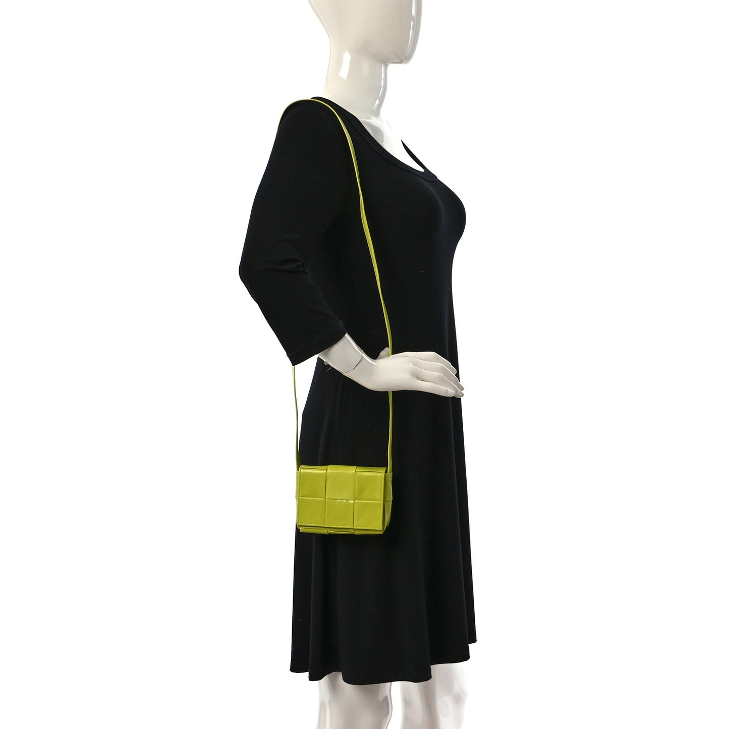 Crinkled Lambskin Maxi Intrecciato Extra Mini Cassette Crossbody Bag Acid