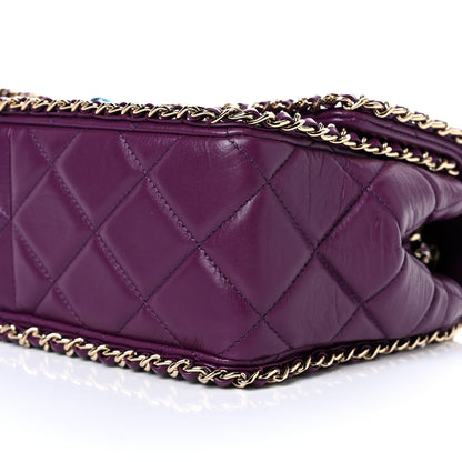 Chanel Crumpled Calfskin Medium Chain All Over Flap Purple 9 of 10