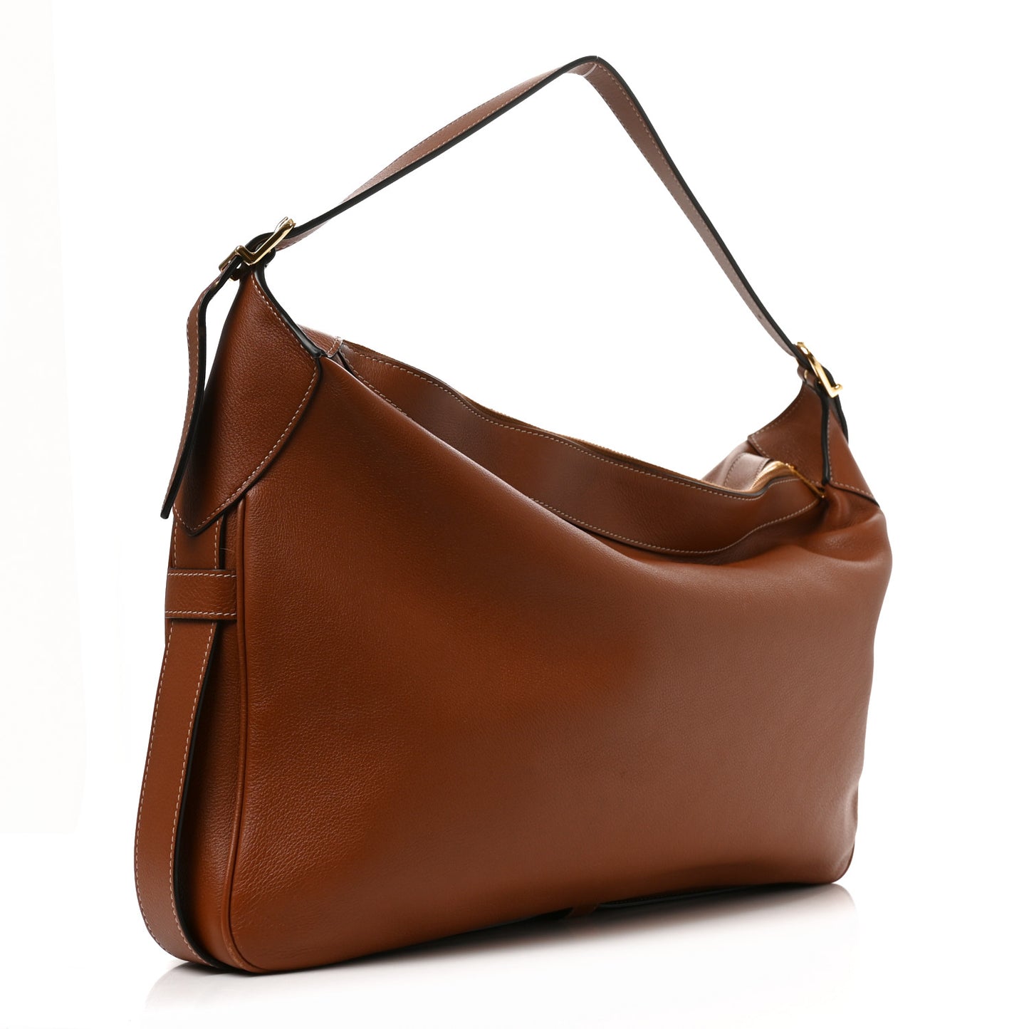 Supple Calfskin Large Romy Shoulder Bag Tan