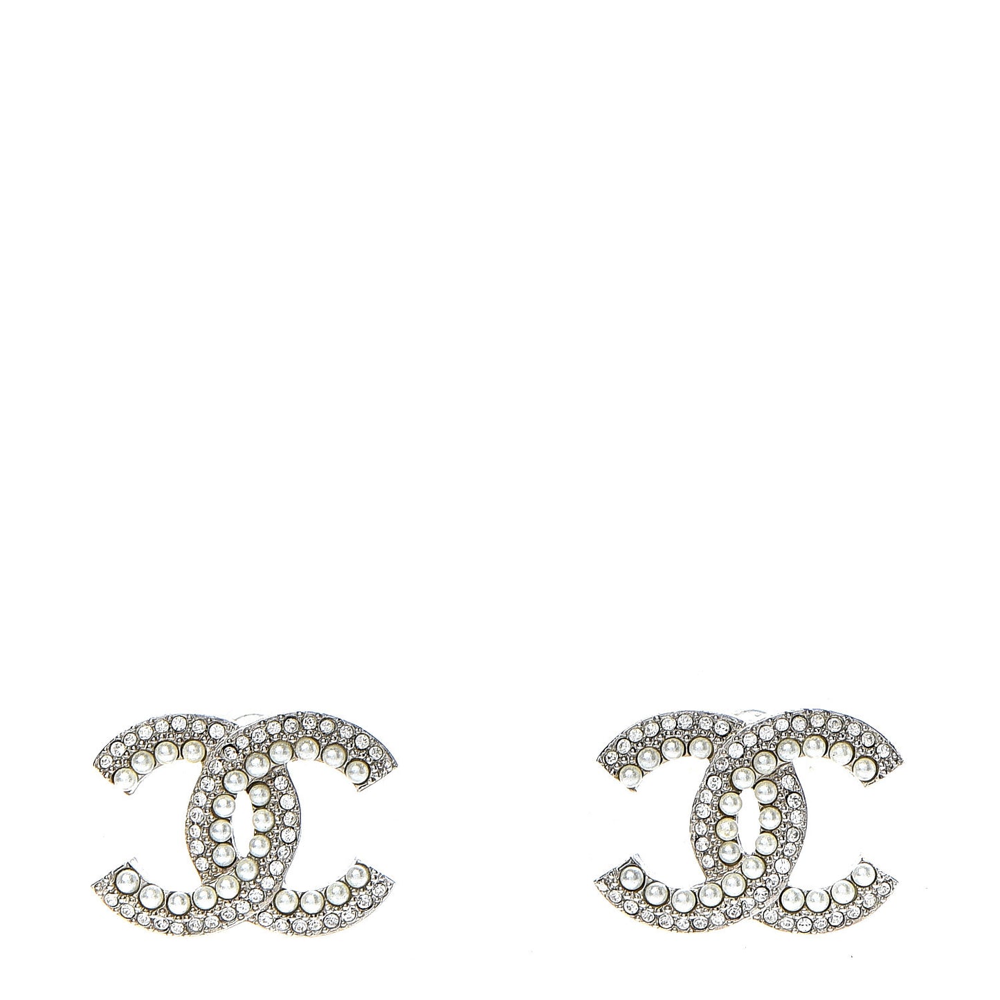 Pearl Crystal CC Snow Palace Earrings Silver