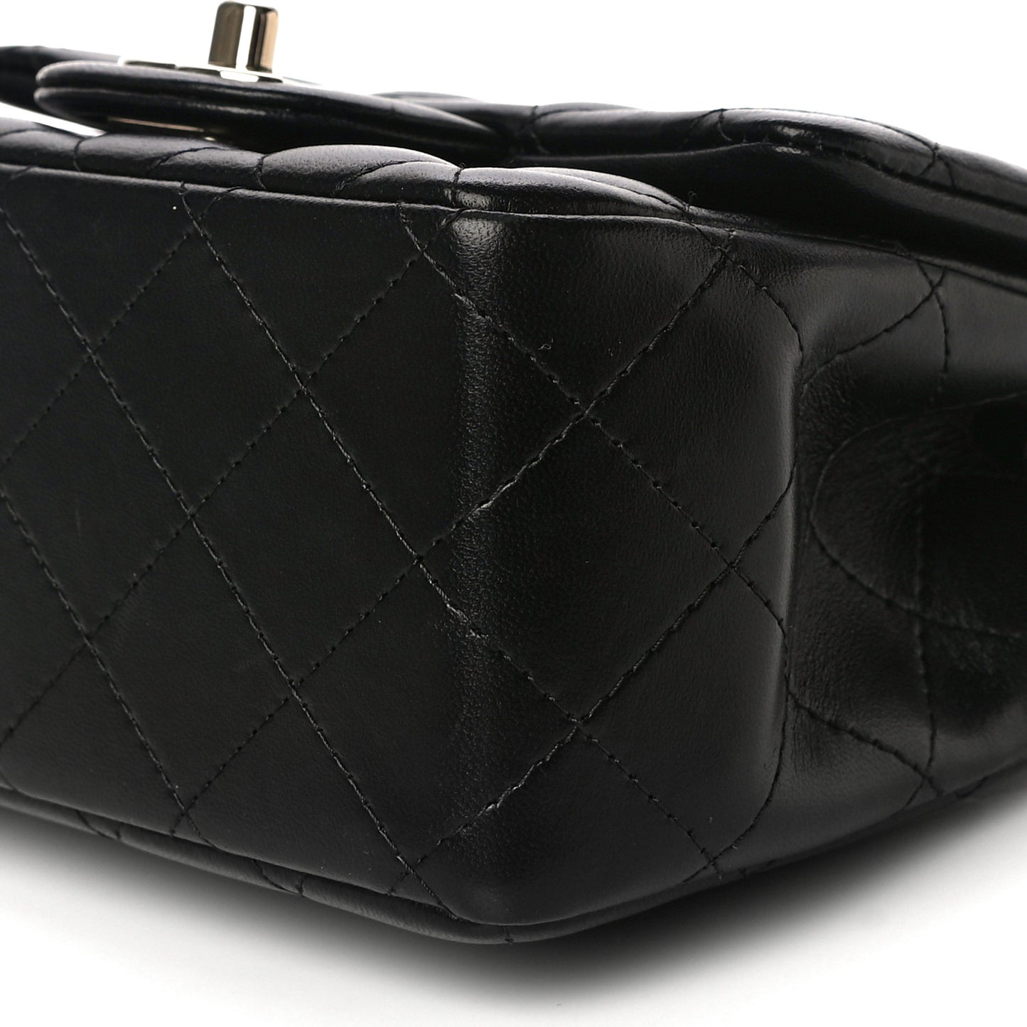 Lambskin Quilted Mini Square Flap Black
