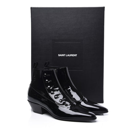 Saint Laurent Vernice Belle Button Ankle Boots 37 Black 11 of 11