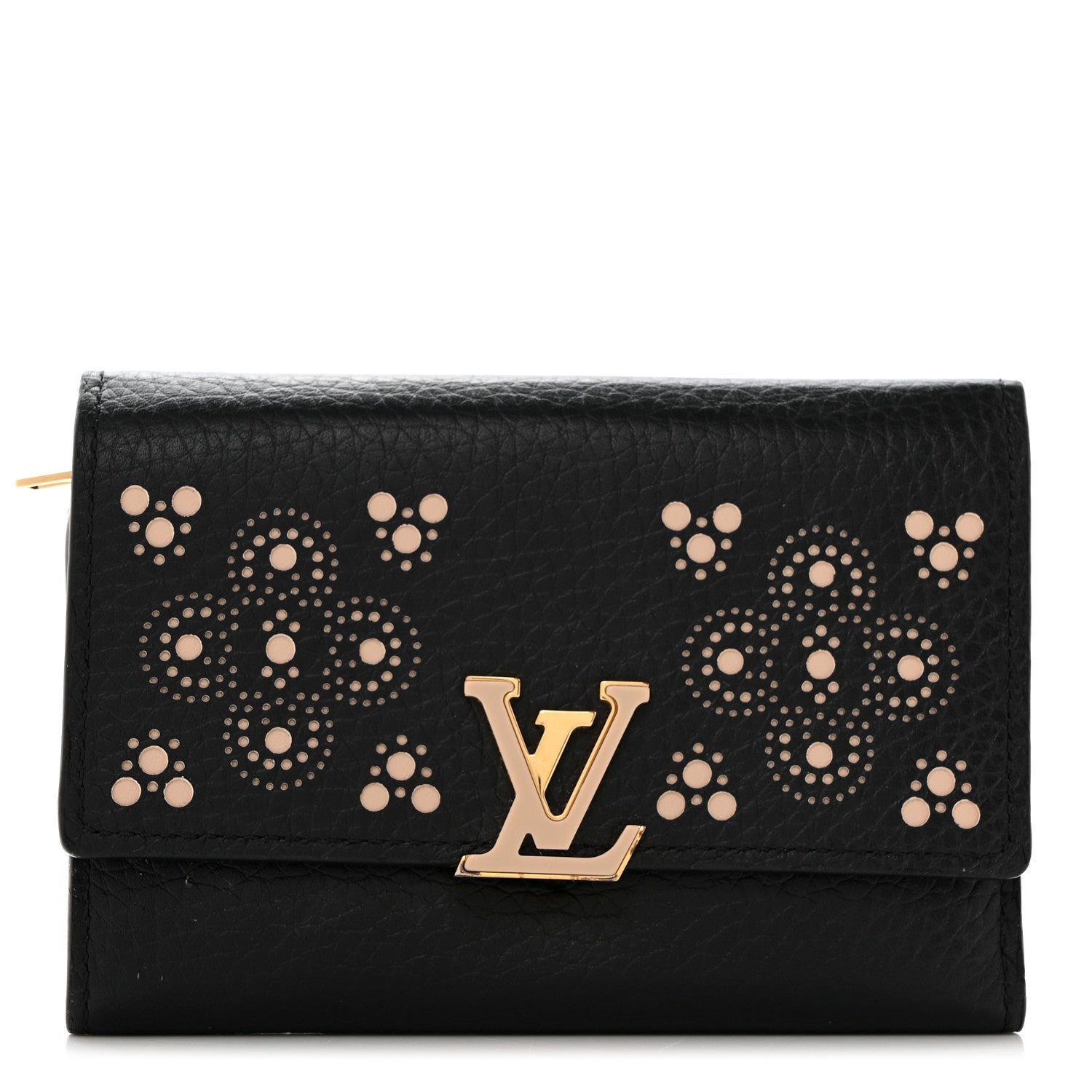Louis Vuitton Taurillon Perforated Capucines Compact Wallet Black 1 of 6
