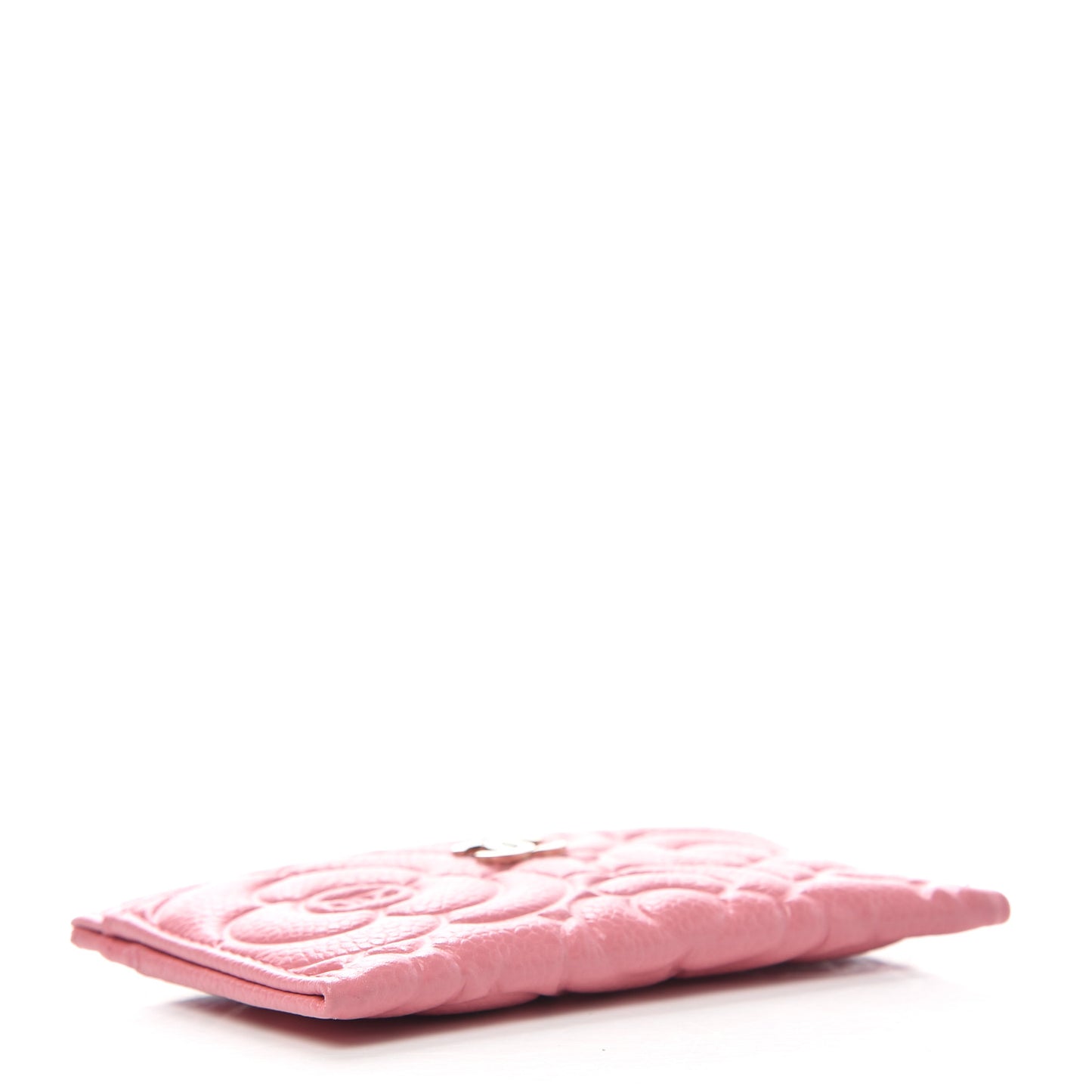 Caviar Camellia Embossed Card Holder Pink