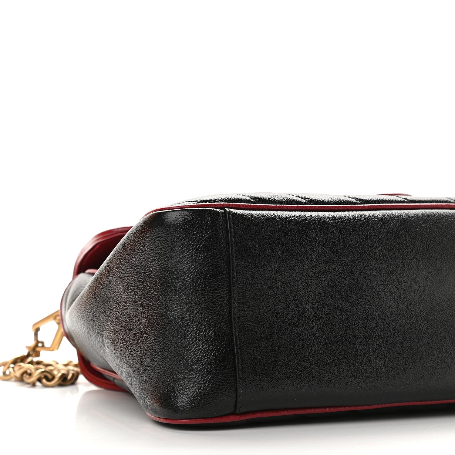 Gucci Vintage Effect Calfskin Matelasse Diagonal Small Torchon GG Marmont Top Handle Shoulder Bag Black Romantic Cherry 7 of 8