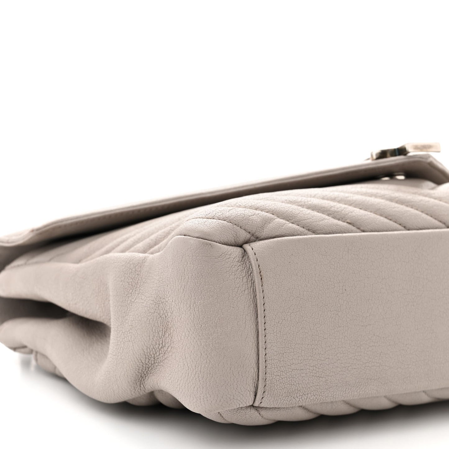 Sheepskin Matelasse Large Monogram College Satchel Light Grey