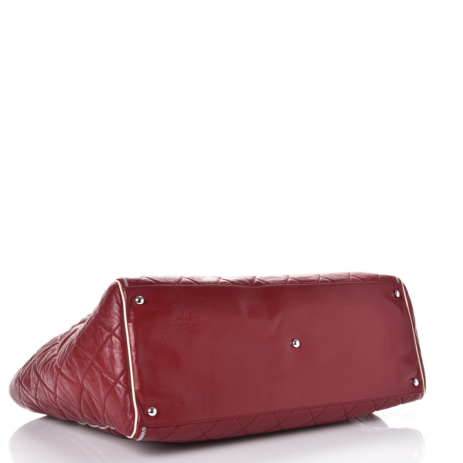 Chanel Lambskin Quilted East West Large Tote Red 4 of 9