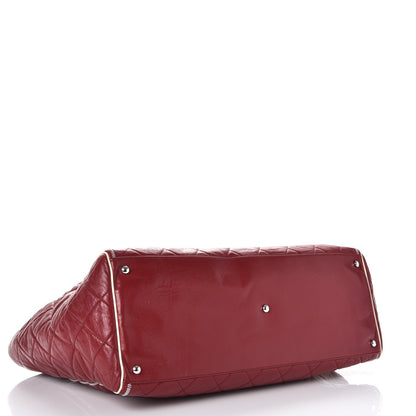 Chanel Lambskin Quilted East West Large Tote Red 4 of 9