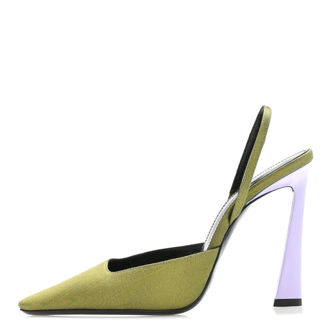 Crepe De Chine Blade 105 Slingback Pumps 37.5 Lime