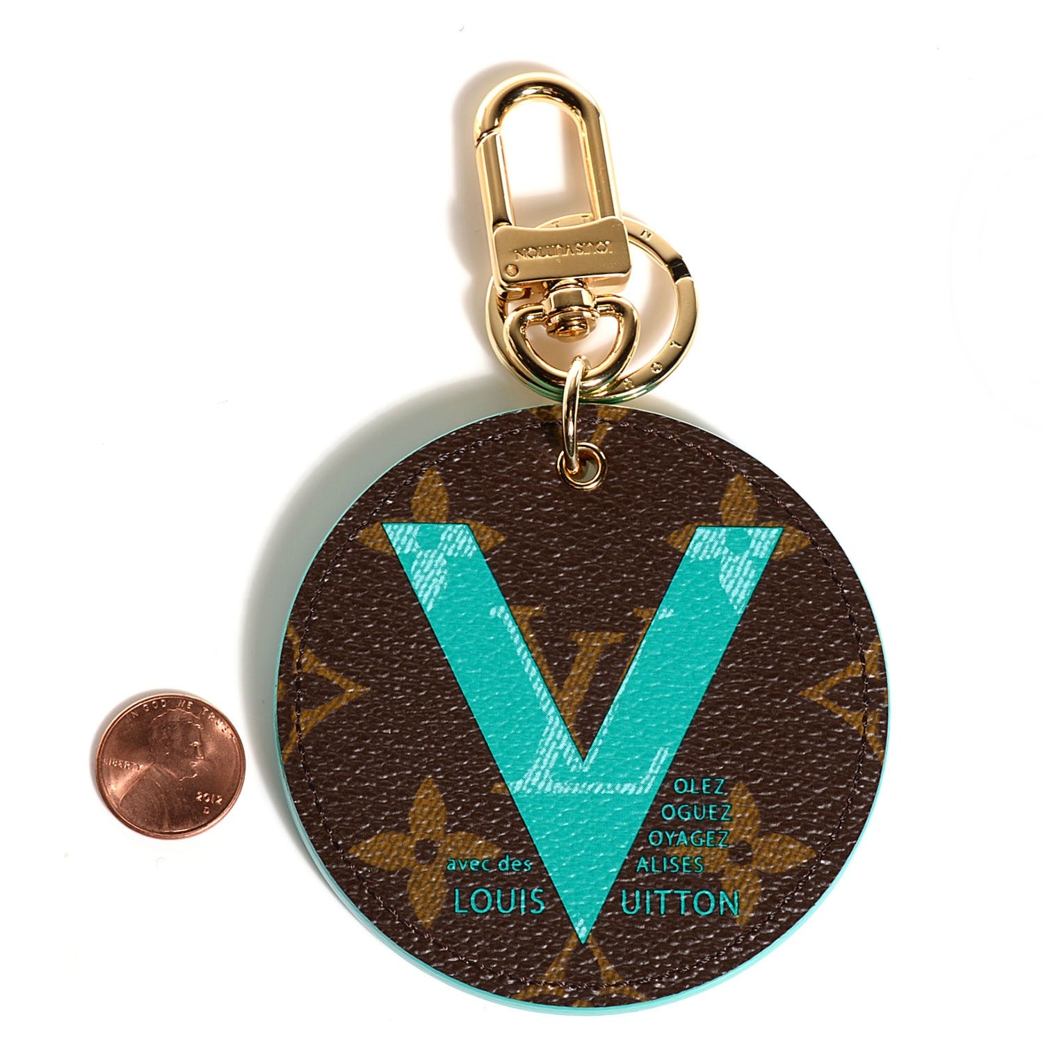 Louis Vuitton Monogram Illustre V Bag Charm Key Ring Turquoise 2 of 6