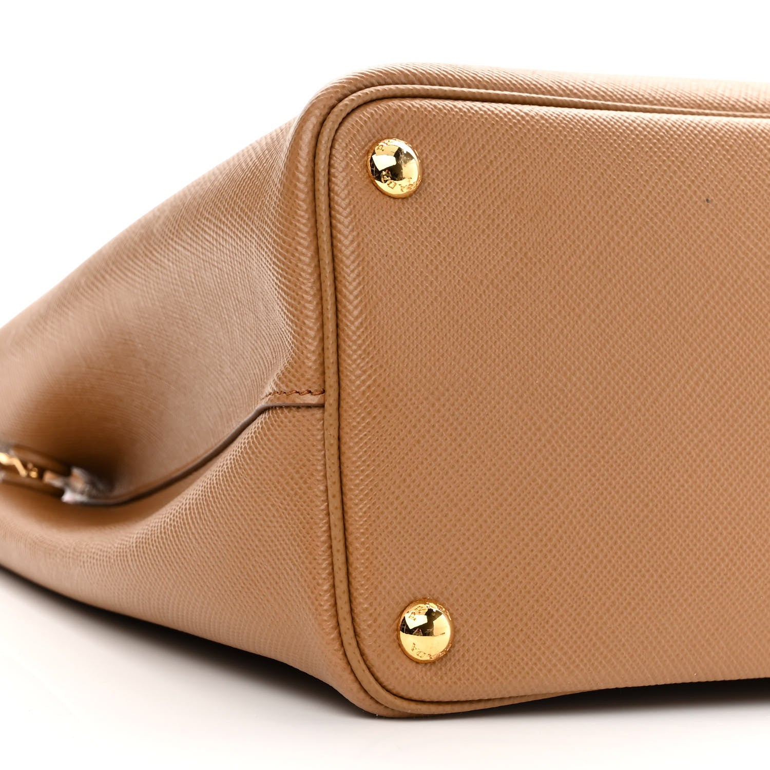 Prada Saffiano Cuir Small Double Bag Caramel Fuoco 8 of 9