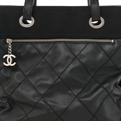 Chanel Coated Canvas Quilted Large Paris Biarritz Tote Black 8 of 14