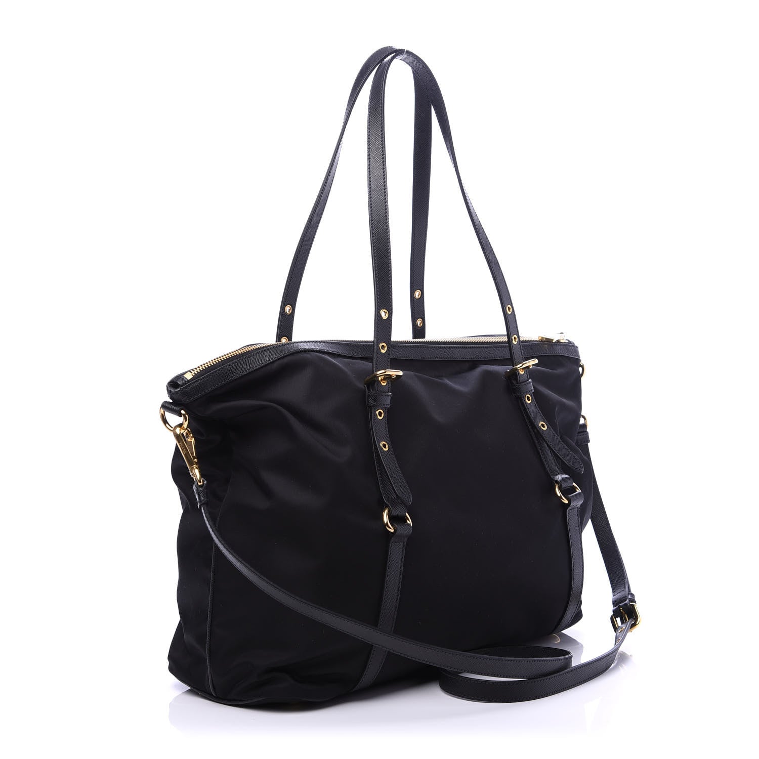 Prada Tessuto Nylon Saffiano Tote Black 4 of 10