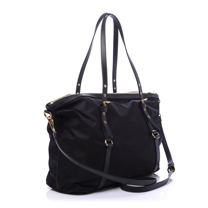 Prada Tessuto Nylon Saffiano Tote Black 4 of 10
