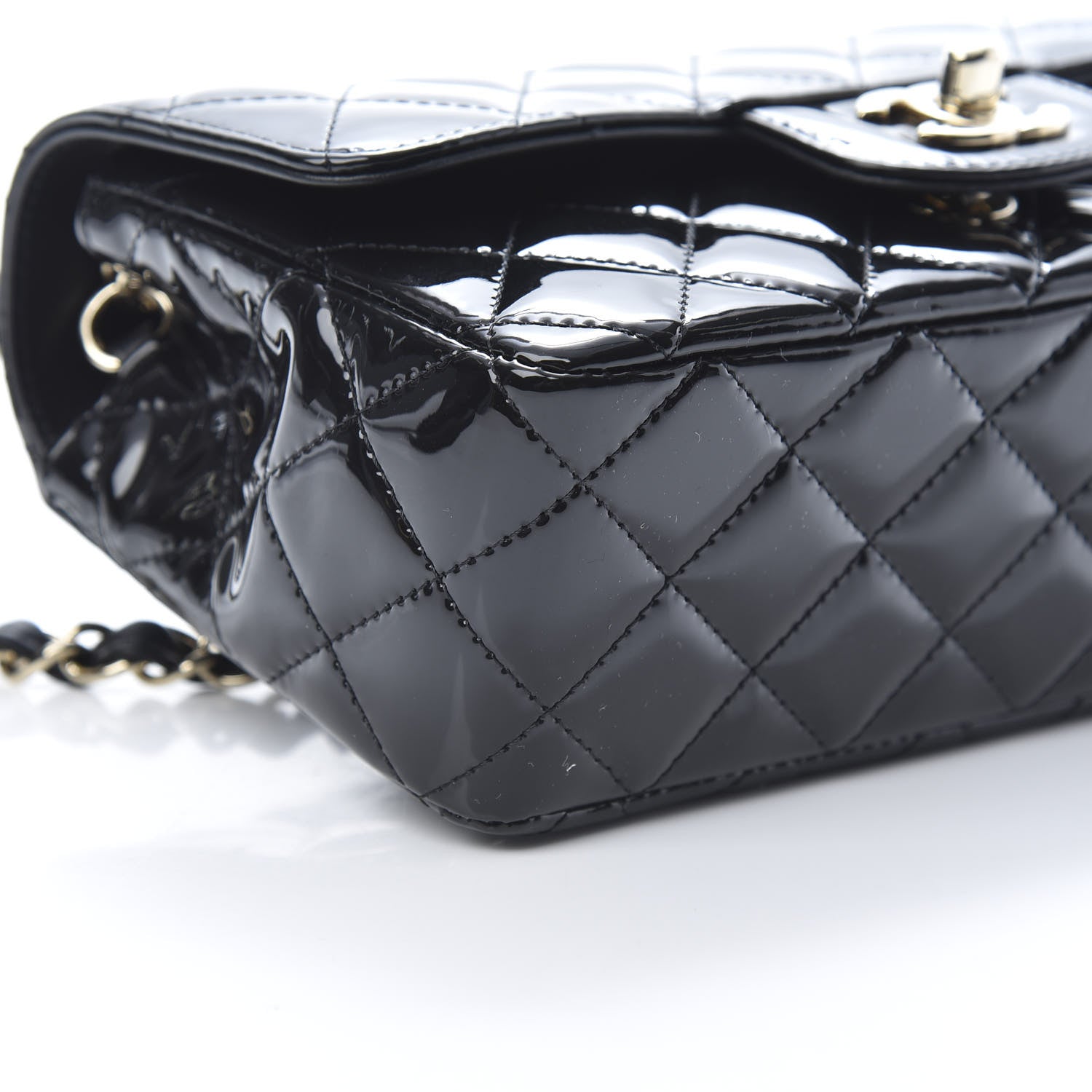 Chanel Patent Calfskin Quilted Mini Rectangular Flap Black 9 of 10