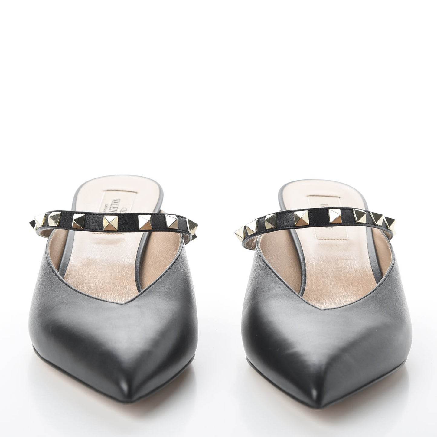 Nappa Rockstud Hype Low Heel Mules 38 Black