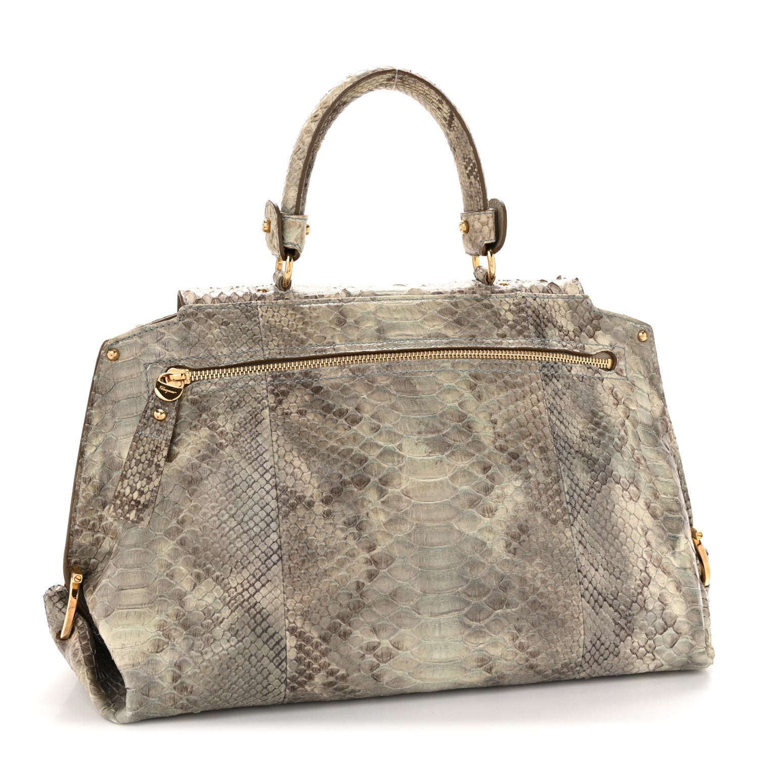 Salvatore Ferragamo Snakeskin Medium Sofia Satchel Grey Multicolor 3 of 13