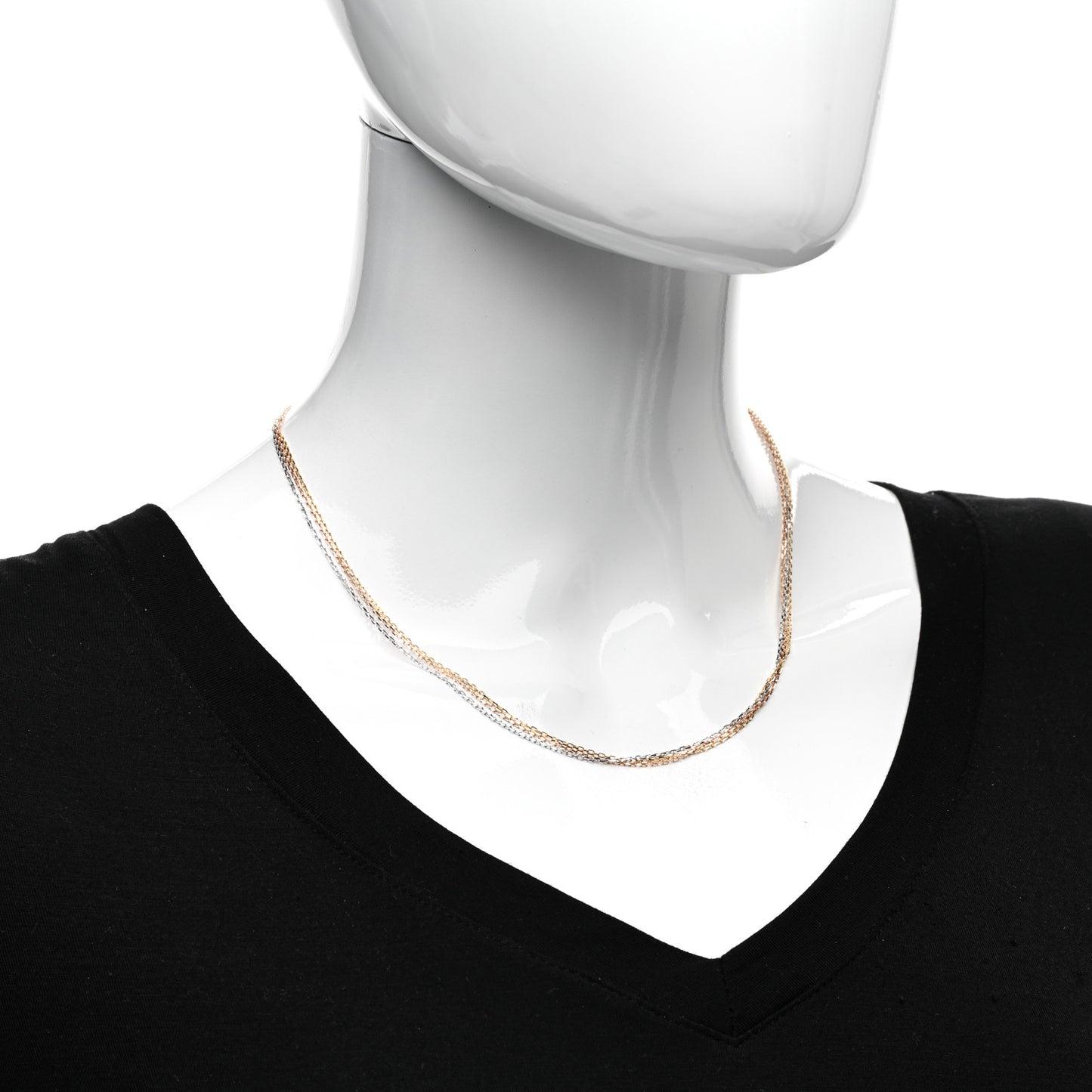 18K Pink Yellow White Gold Three Chain Necklace