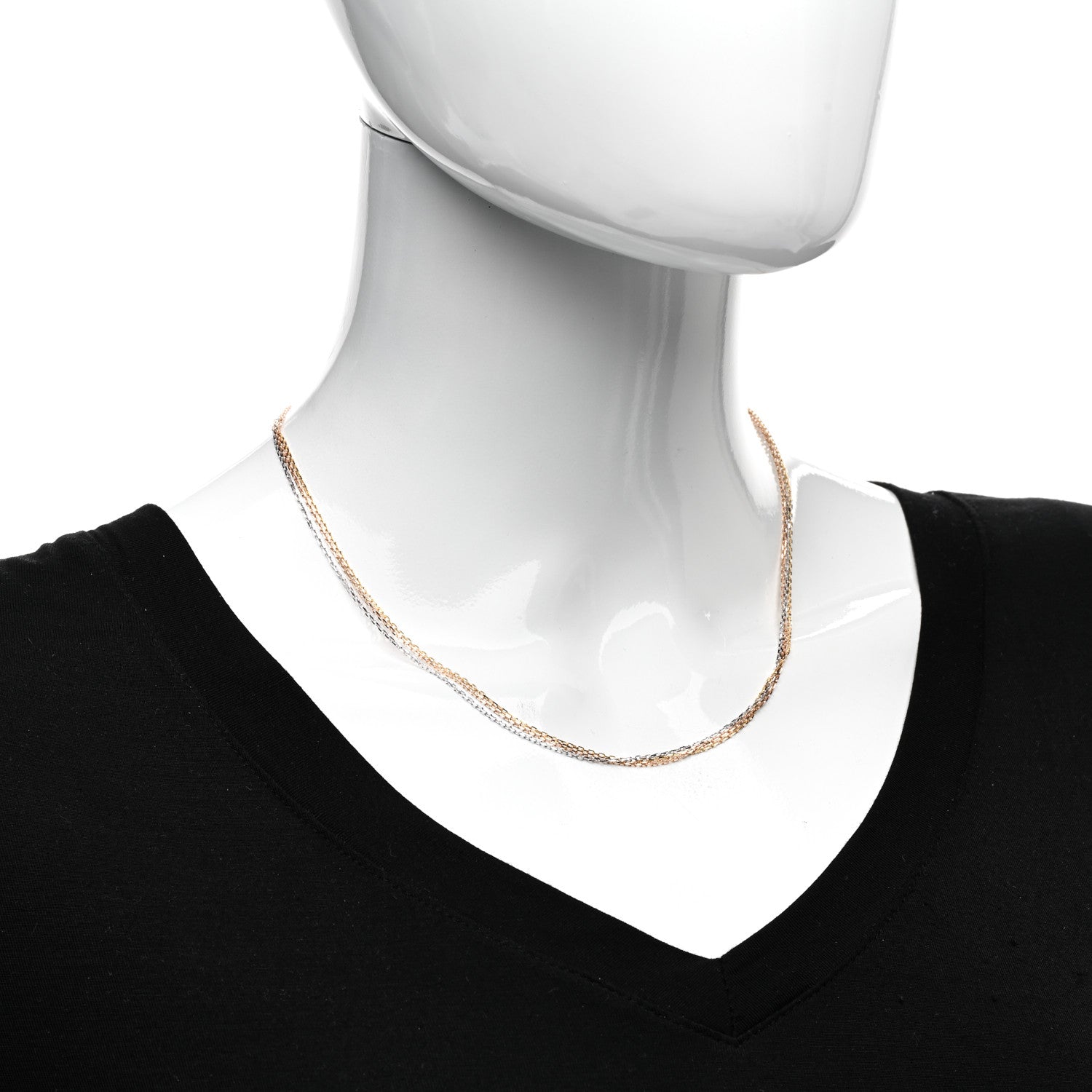 Cartier 18K Pink Yellow White Gold Three Chain Necklace 2 of 5