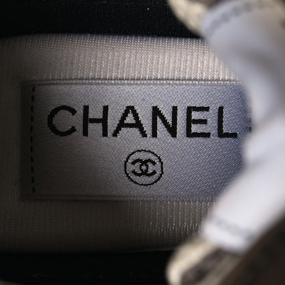 Chanel Fabric Laminated Calfskin Stretch CC Womens Sneakers 37 Khaki Silver Dark Purple 7 of 8