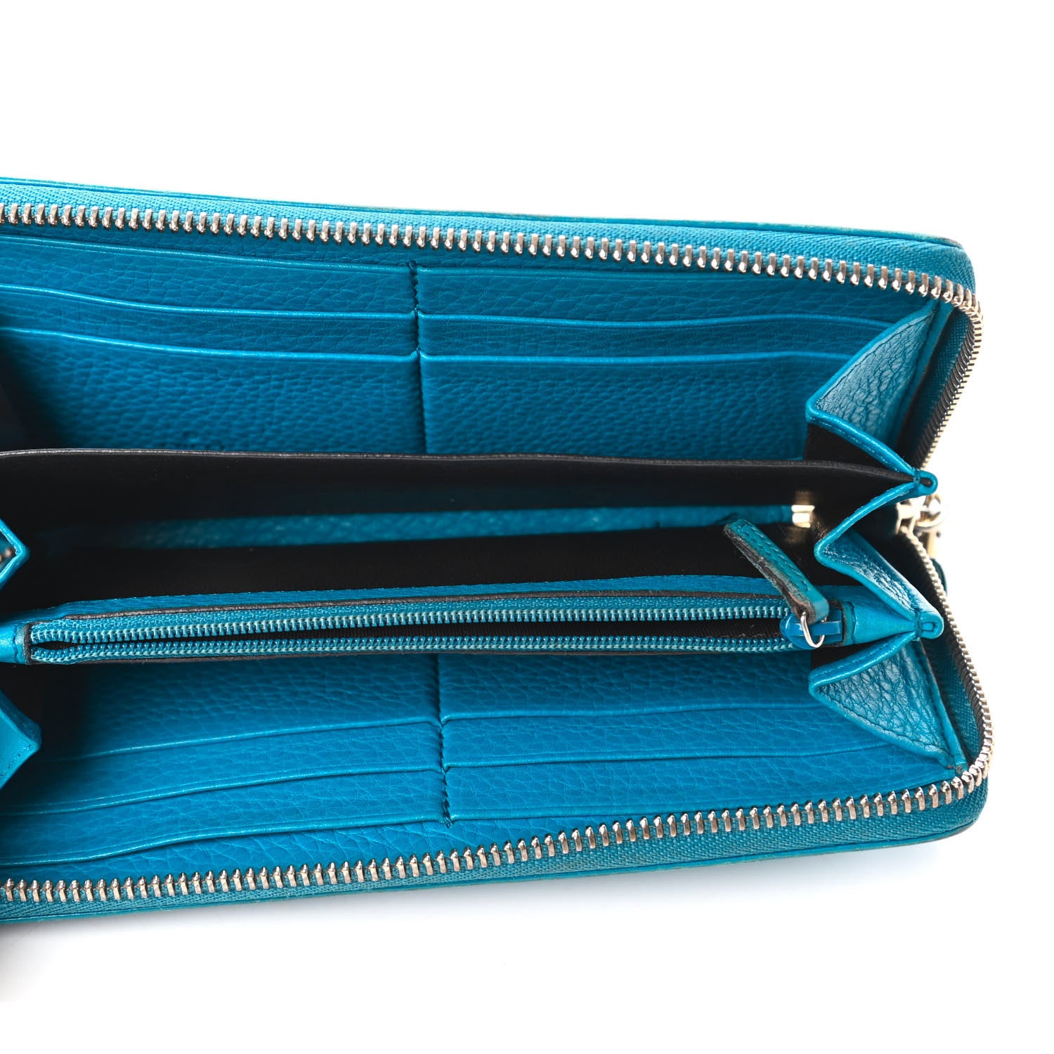 Gucci Pebbled Calfskin Soho Zip Around Wallet Deep Cobalt 5 of 11