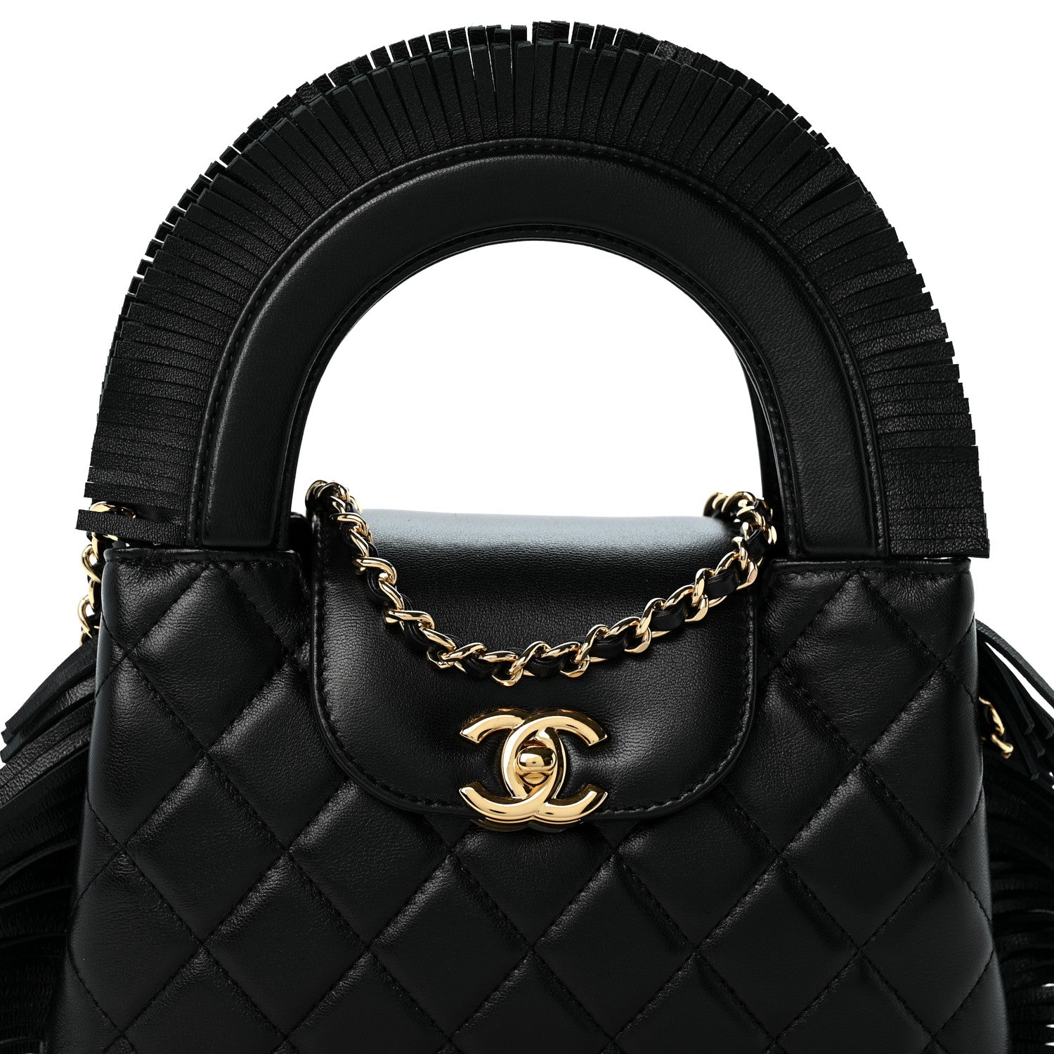 Chanel Lambskin Fringe Nano Kelly Shopper Black 8 of 11