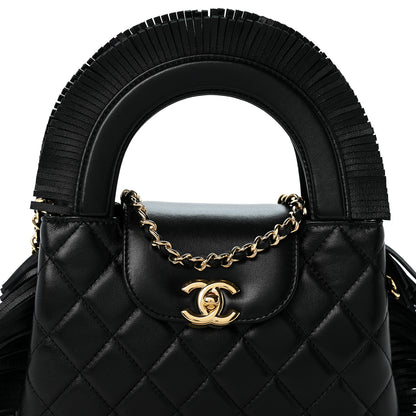 Chanel Lambskin Fringe Nano Kelly Shopper Black 8 of 11