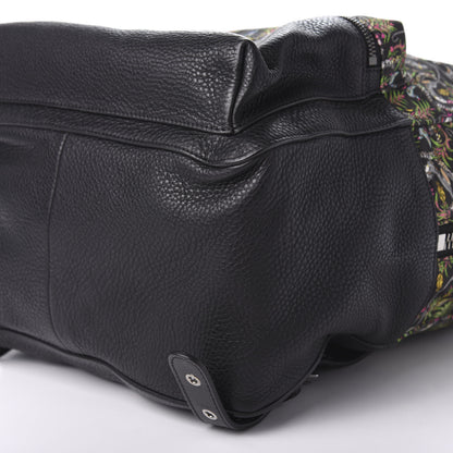 Christian Louboutin Calfskin Canvas Loubi Jungle Print Aliosha Backpack Black 6 of 8