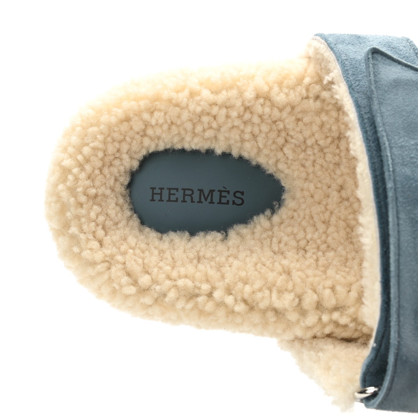 Suede Goatskin Woolskin Womens Chypre Sandals 40.5 Bleu Pinede Ecru