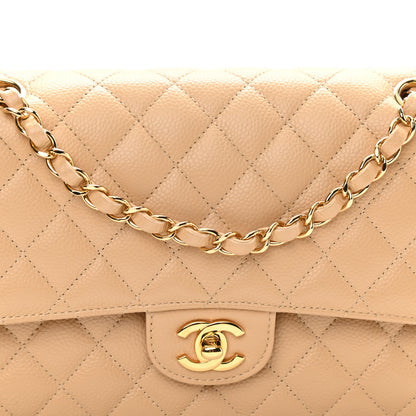 Chanel Caviar Quilted Medium Double Flap Beige Clair 8 of 11