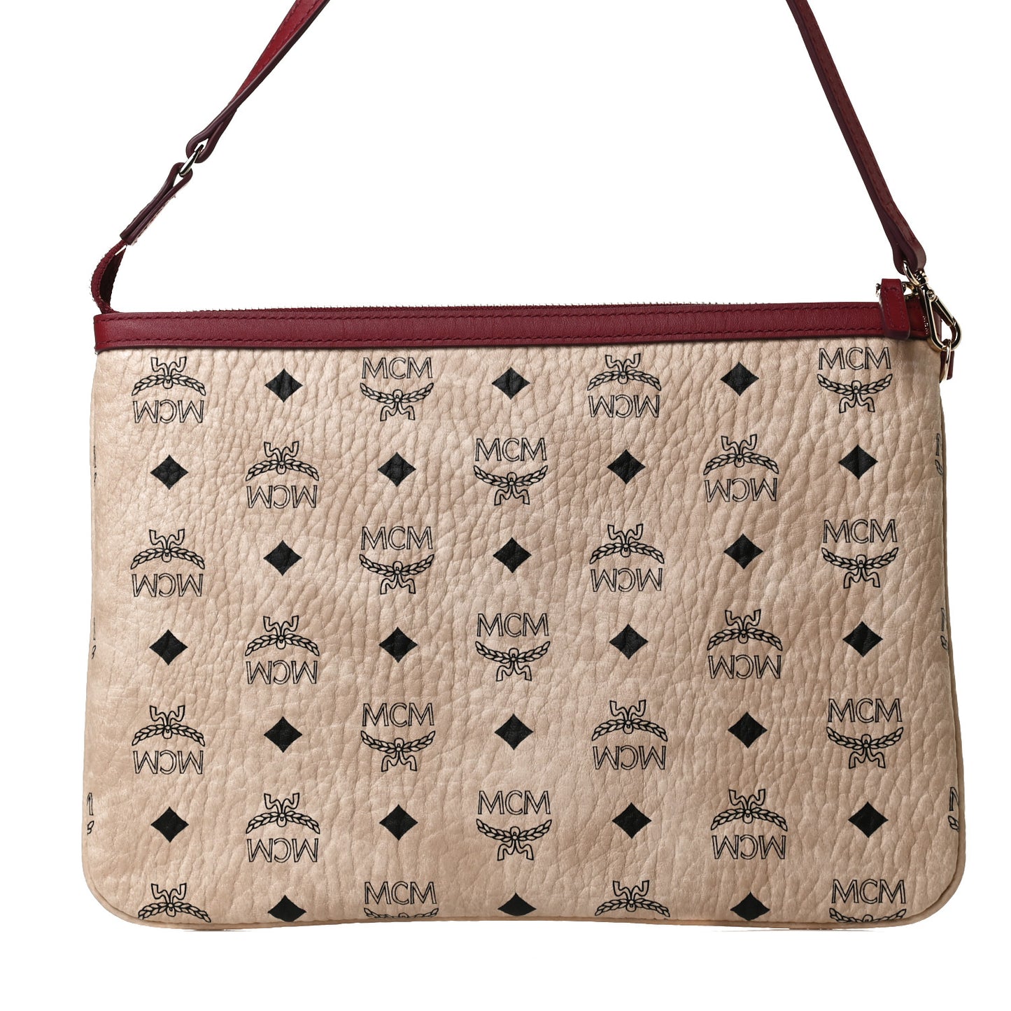 Visetos Liz Shopper Tote Pouch Beige Ruby Red