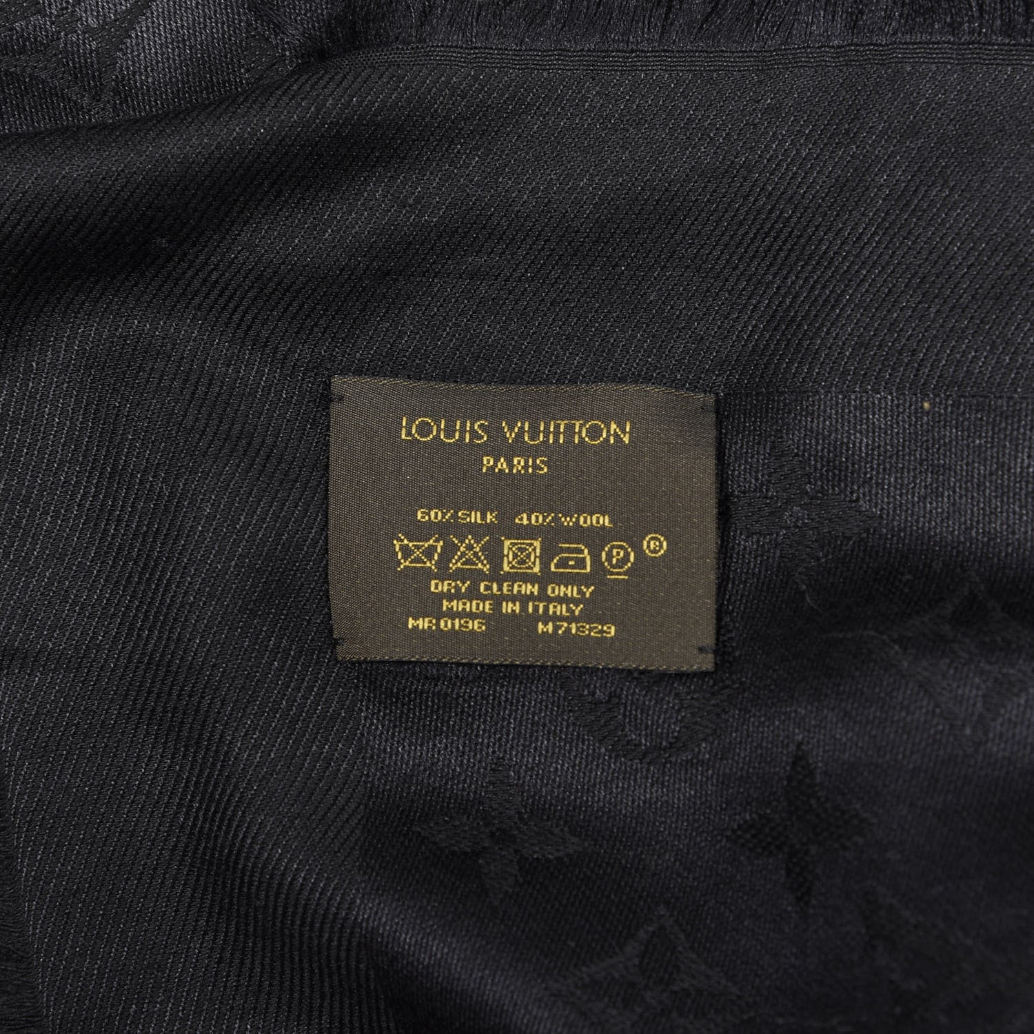 Louis Vuitton Wool Silk Monogram Shawl Black 2 of 3