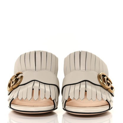 Gucci Malaga Kid GG Marmont Fringe 75mm Slide Sandals 35 Mystic White 2 of 8