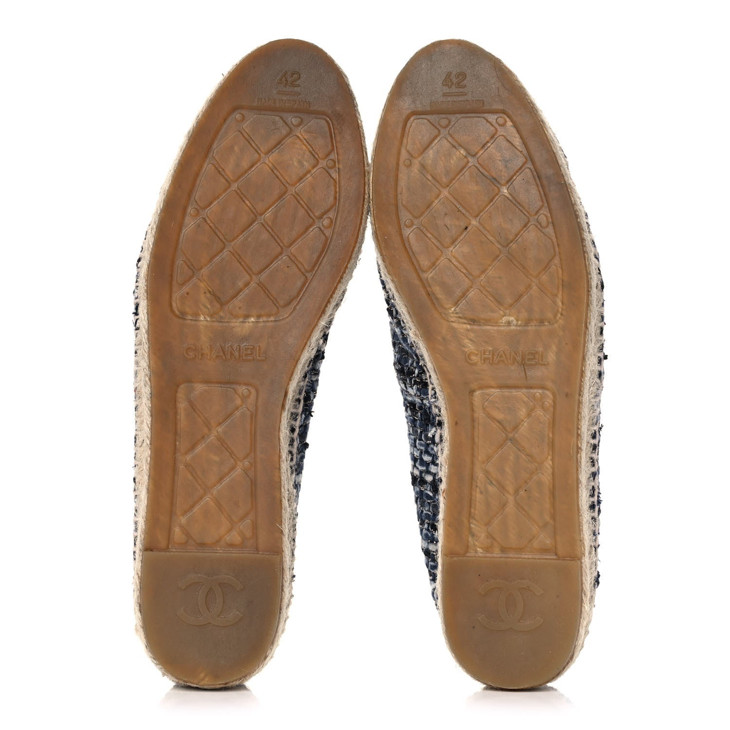 Chanel Metallic Tweed Lambskin CC Espadrilles 42 Blue Black Silver 5 of 11