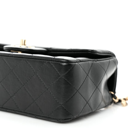 Chanel Lambskin Quilted Mini Lion Charm Top Handle Rectangular Flap Black 10 of 12