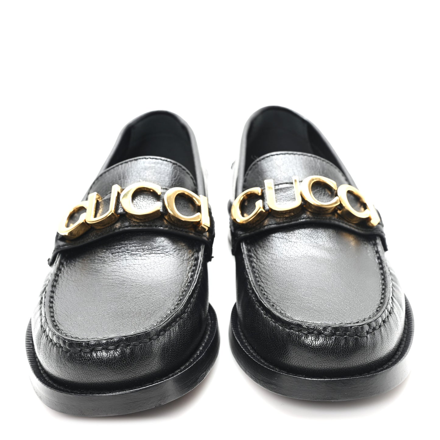 Goatskin Womens Logo 15mm Loafers 35.5 Black