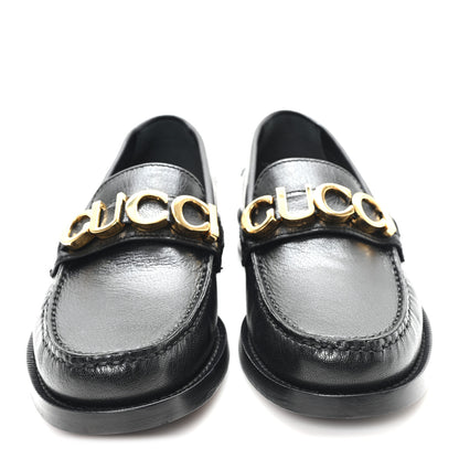 Gucci Goatskin Womens Logo 15mm Loafers 35.5 Black 3 of 10