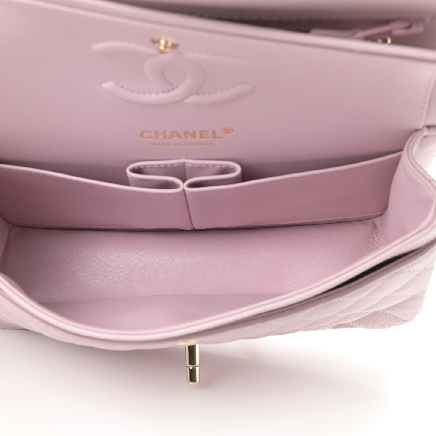 Caviar Quilted Small Double Flap Light Pink