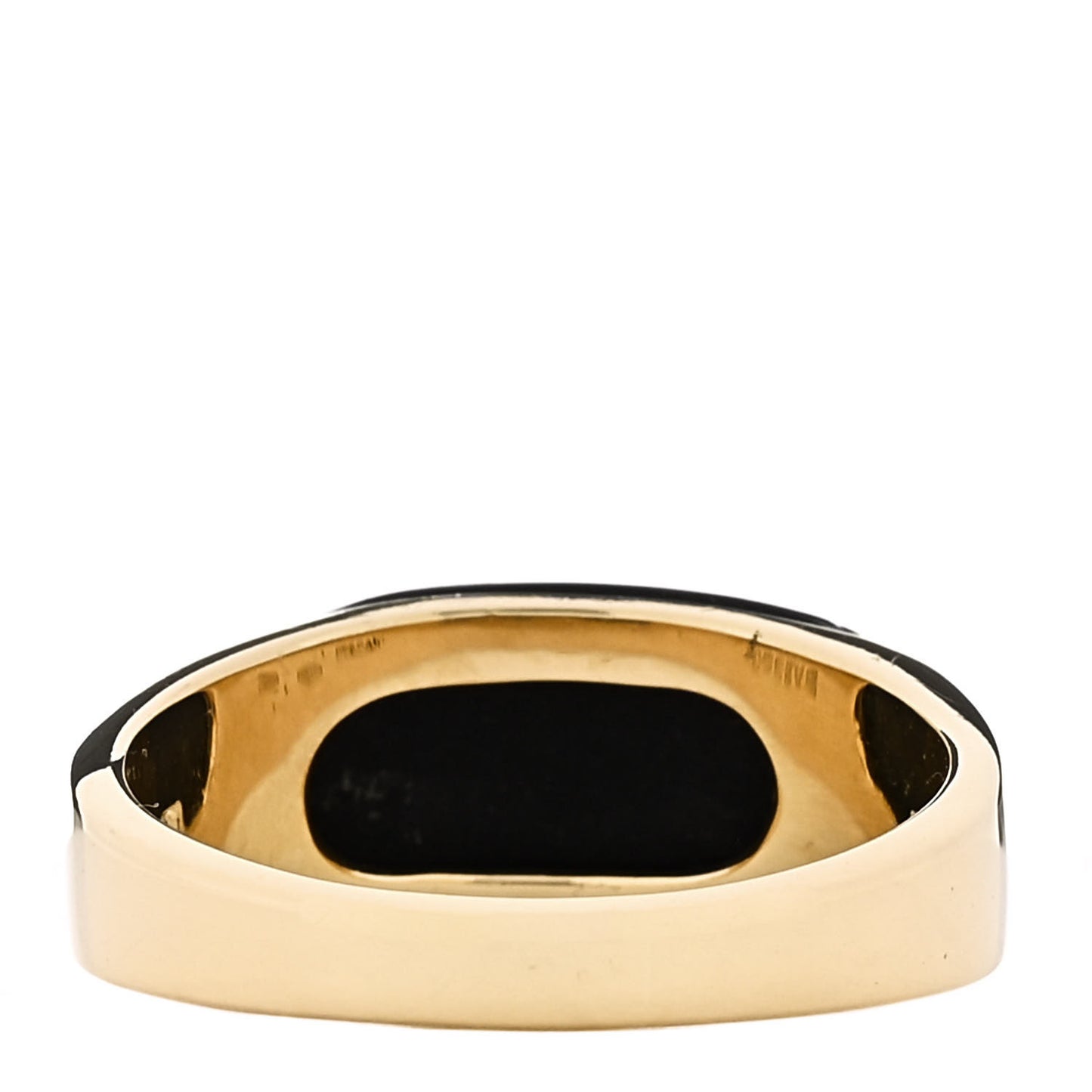 18K Yellow Gold Black Onyx Tronchetto Ring 56 7.75