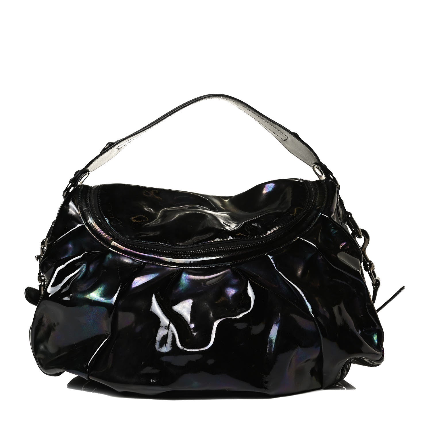 Gucci Iridescent Patent Medium Icon Bit Shoulder Bag Black 1 of 17