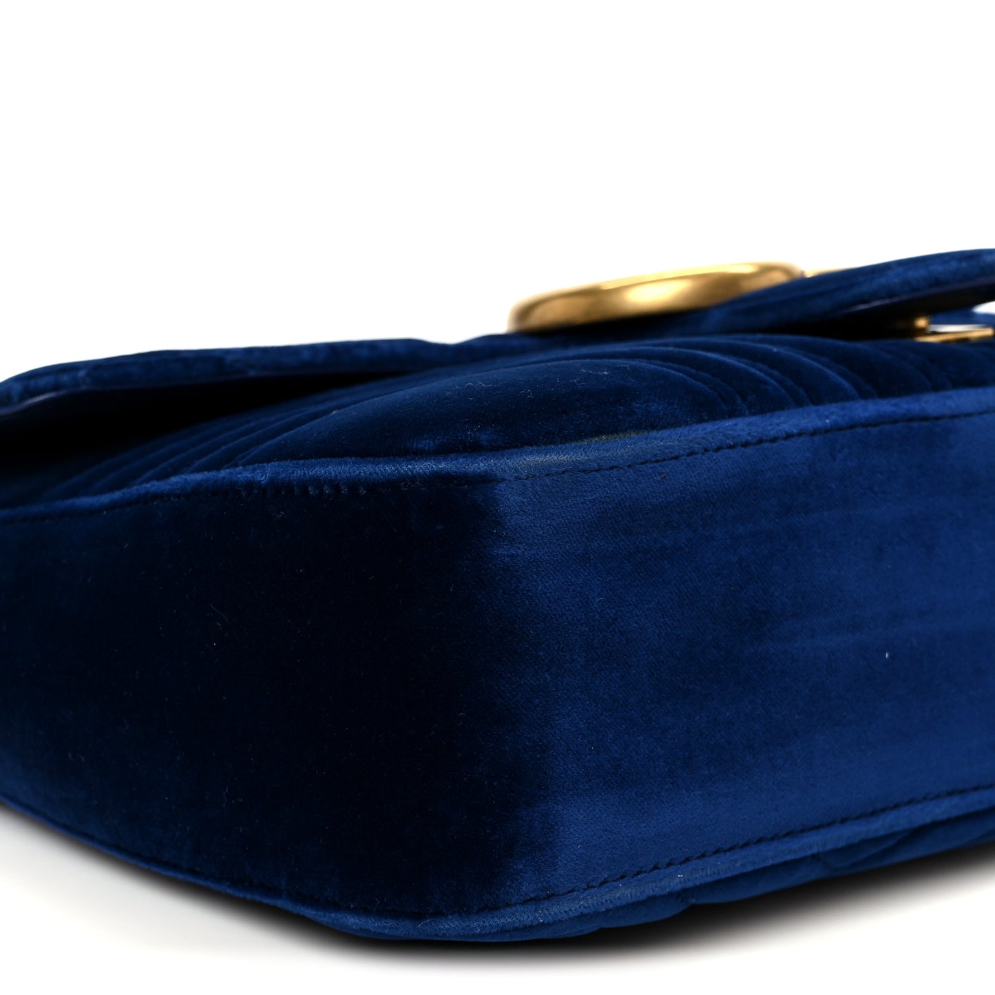 Velvet Matelasse Medium GG Marmont Shoulder Bag Cobalt Blue