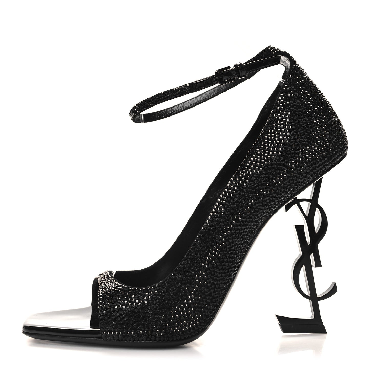 Kid Suede Crystal Embellished Opyum Ankle Strap Sandals 40 Black