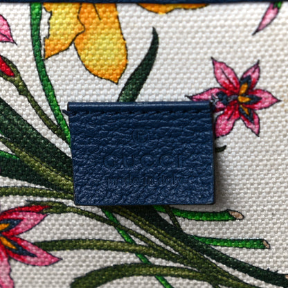 Gucci Canvas Large Flora Tote Navy Multicolor 6 of 19