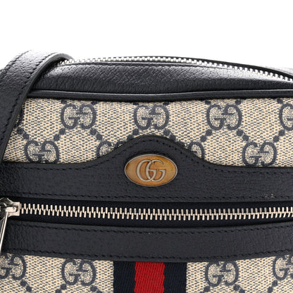 Gucci GG Supreme Monogram Textured Dollar Calfskin Web Mini Ophidia Shoulder Bag Beige Blue 8 of 12