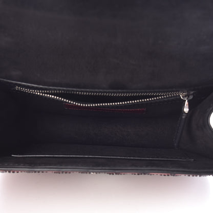 Valentino Garavani Vitello Embroidered Small Glam Lock Rockstud Flap Pink Black 7 of 12