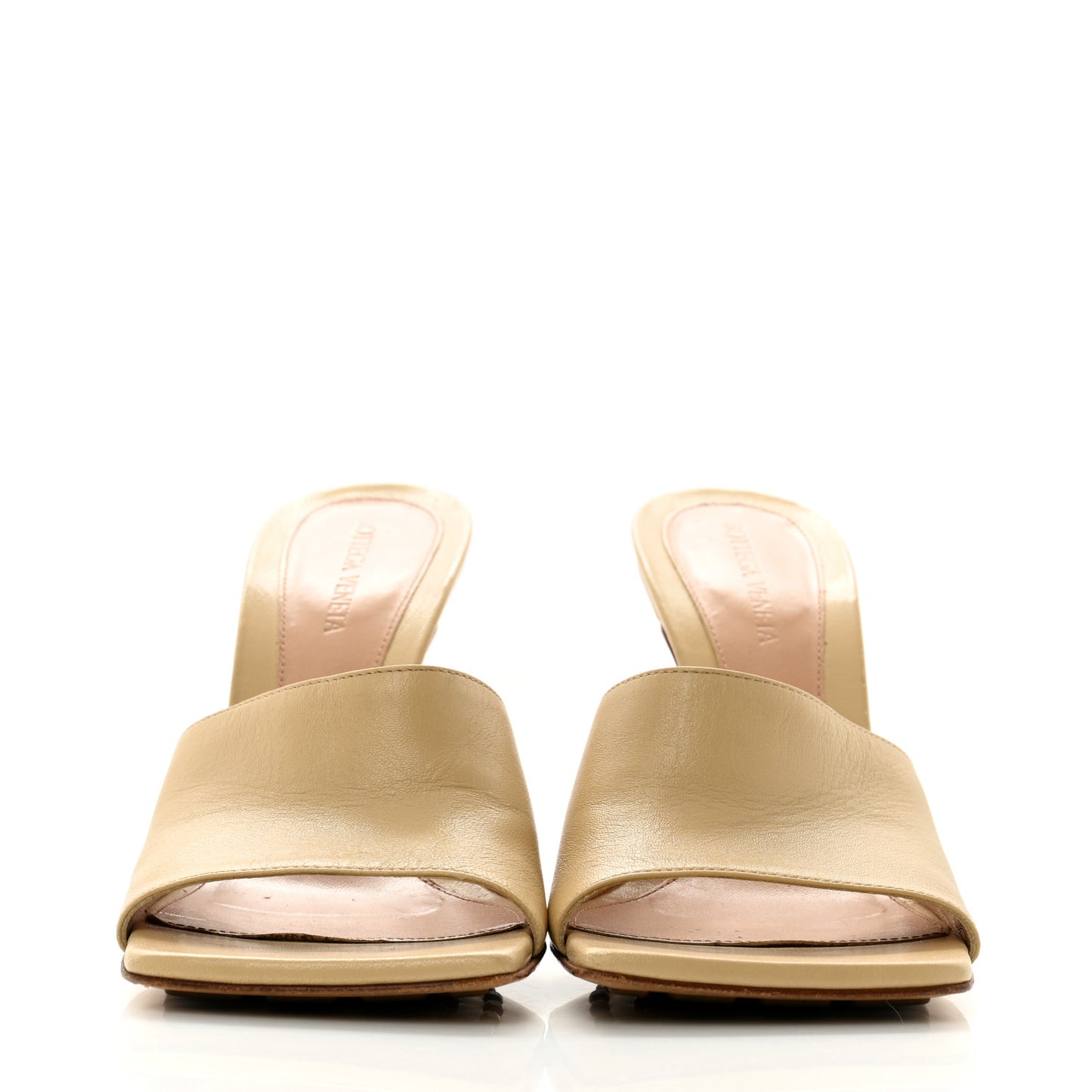 Lambskin Stretch Mule Sandals 39.5 Nude