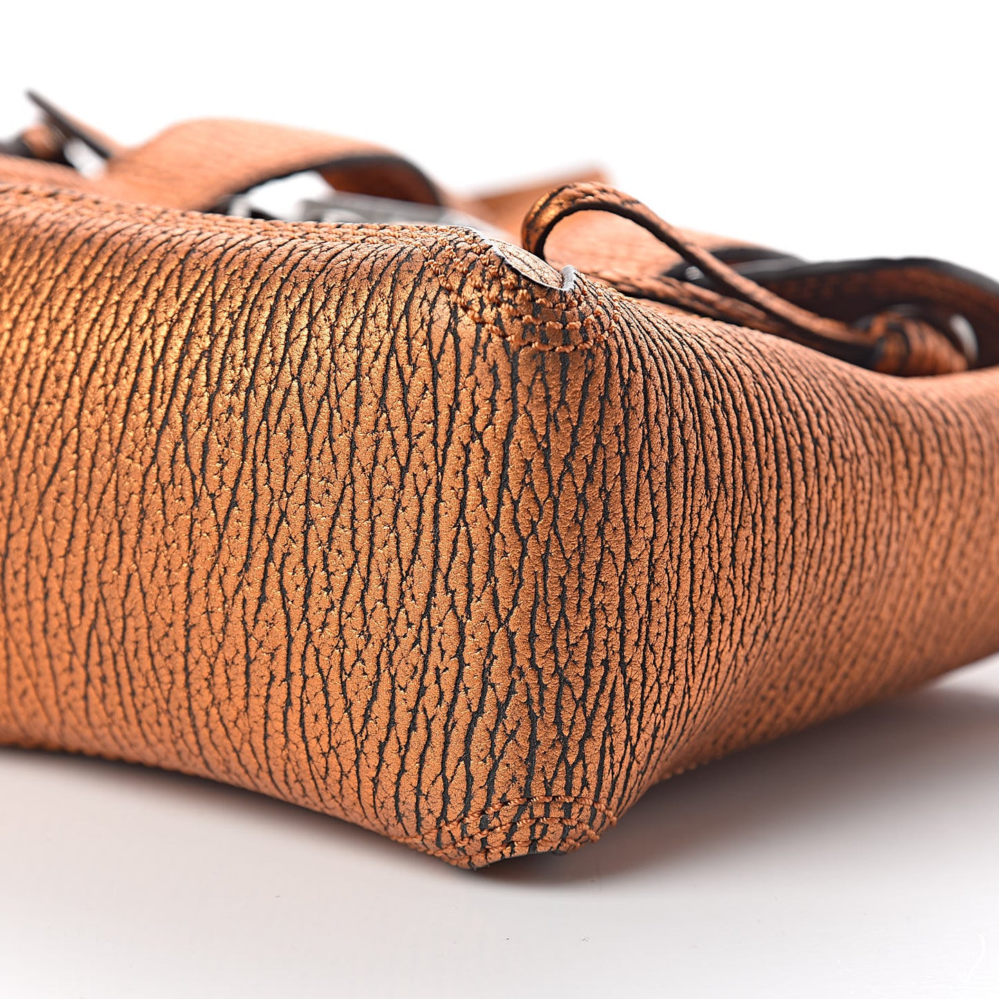 3.1 Metallic Textured Calfskin Mini Pashli Satchel Copper